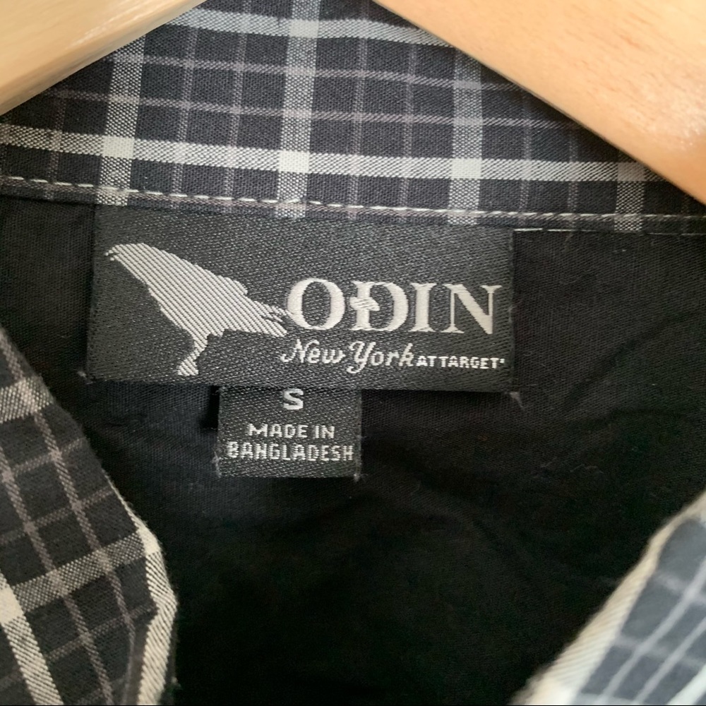 Nwot Odin New York Mixed Pattern Button-Down Shirt - image 3